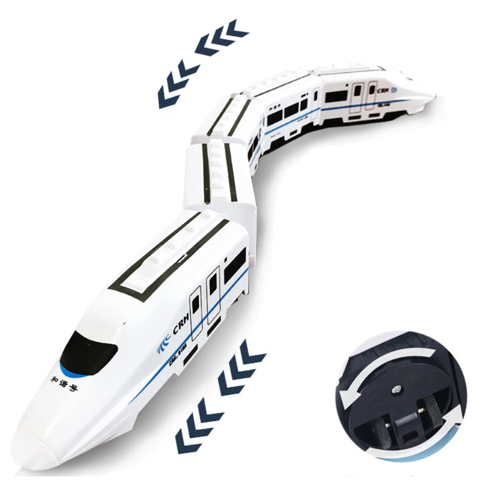 Trem Elétrico de Brinquedo Infantil com Luz e Som – Modelo de Alta Velocidade com 4 Vagões Educativo para Meninos e Meninas