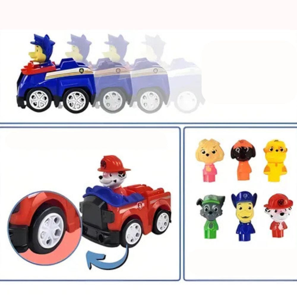 Brinquedo Infantil Patrulha Canina – Kit 6 Carrinhos de Fricção