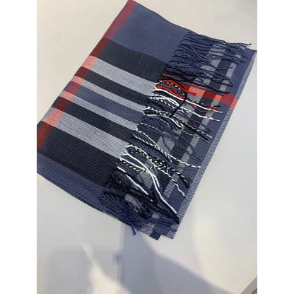 Cachecol Unissex Xadrez Clássico com Franjas para Inverno