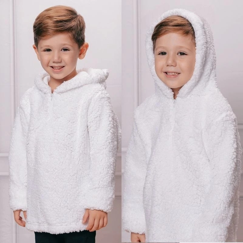 Casaco Infantil Unissex com Capuz e Forro de Pelinho para Inverno