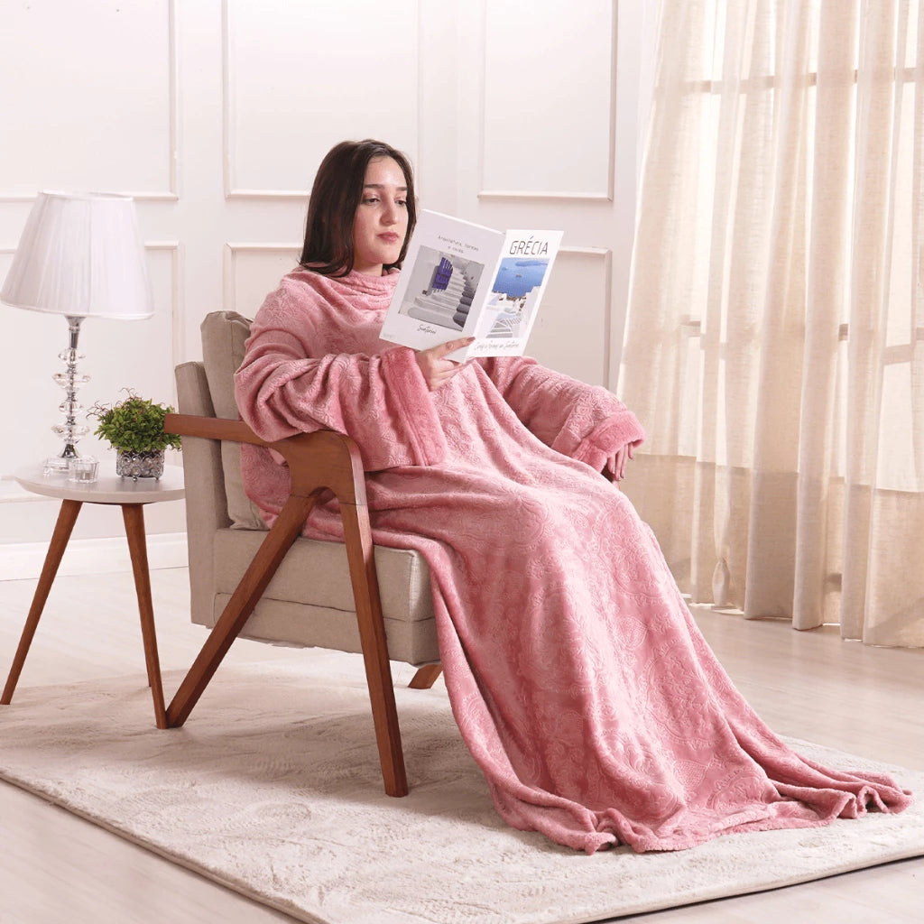 Cobertor Casaco Unissex com Mangas e Capuz para Inverno