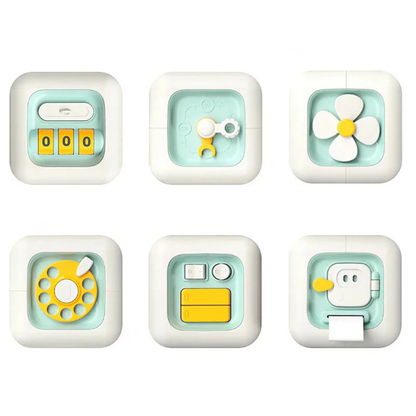 Cubo Montessori 6 em 1 – Brinquedo Educativo Sensorial para Habilidades Motoras de Bebês