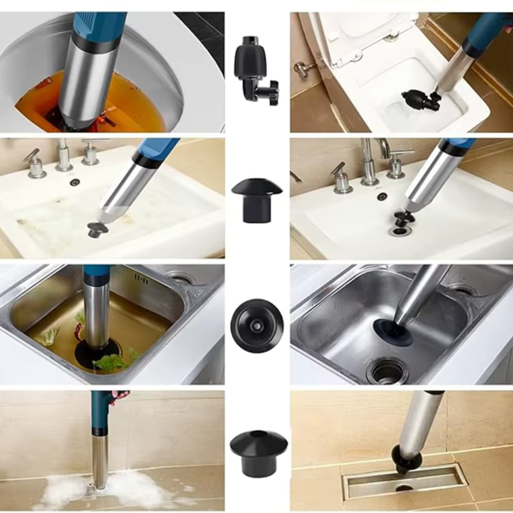 Desentupidor Pneumático de Alta Pressão em Aço Inox – Vaso Sanitário, Pia e Ralos