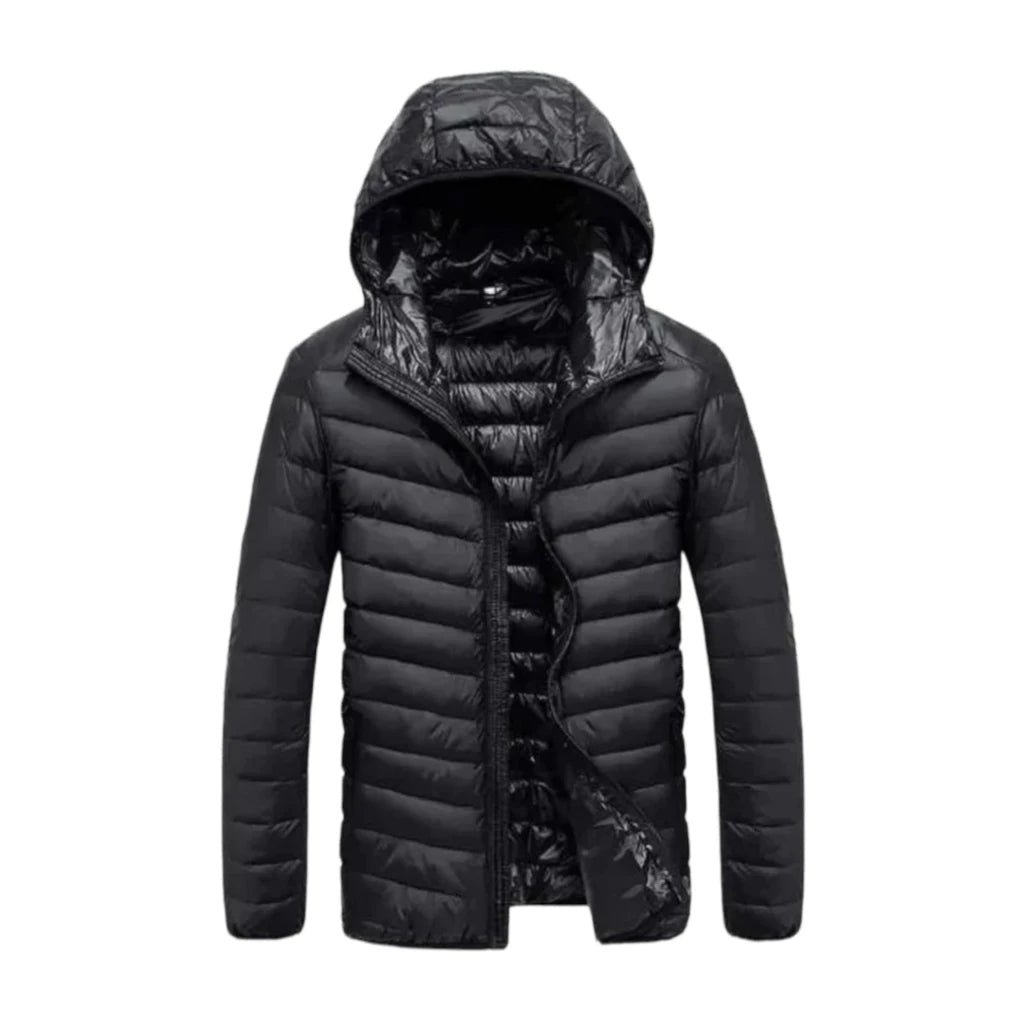 Jaqueta Masculina Puffer Impermeável Capuz Removível