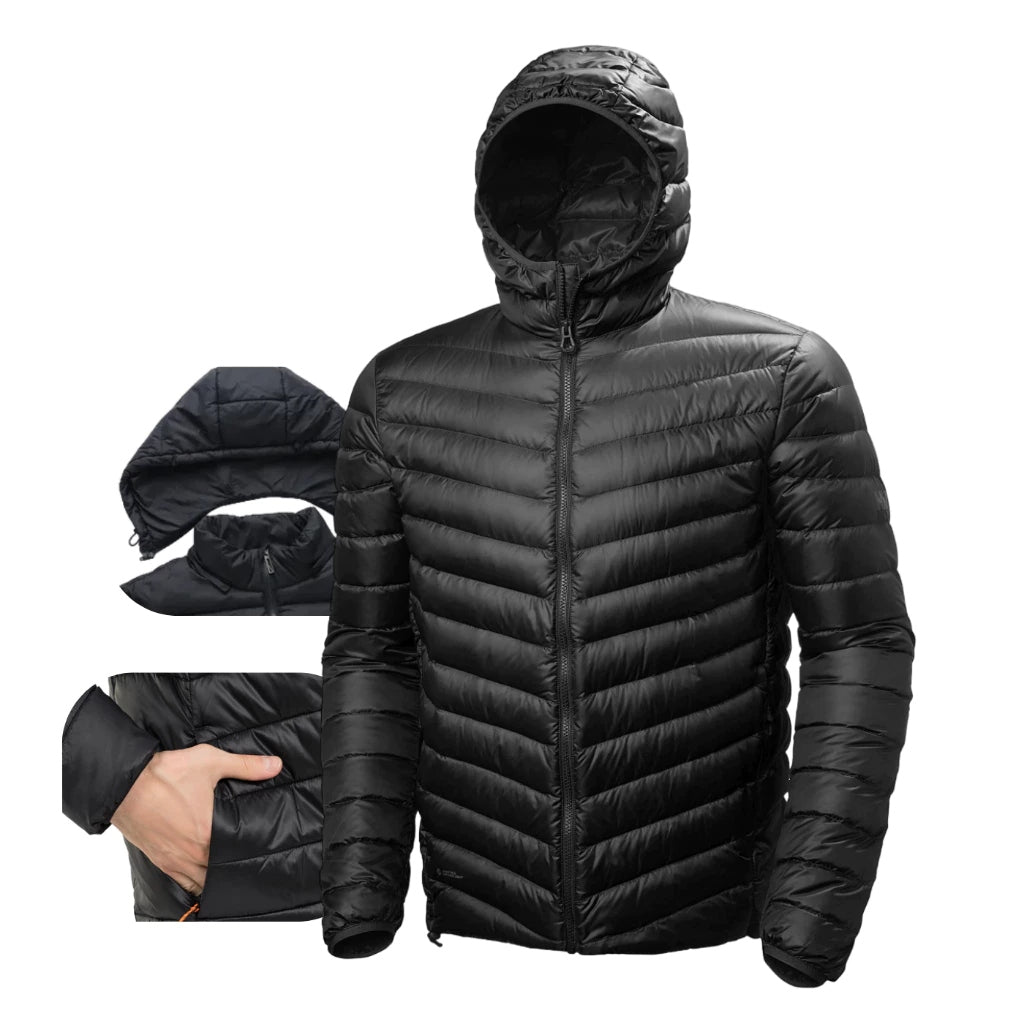 Jaqueta Puffer Masculina de Frio Intenso Impermeável com Capuz Removível