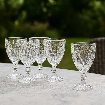 Jogo 6 Taças de Vidro Diamante Abacaxi Bico de Jaca 330ml – Copo Transparente Gourmet