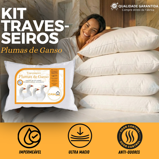 CloudPillow™ Travesseiro Premium Pluma de Ganso - Conforto de Hotel 5 Estrelas