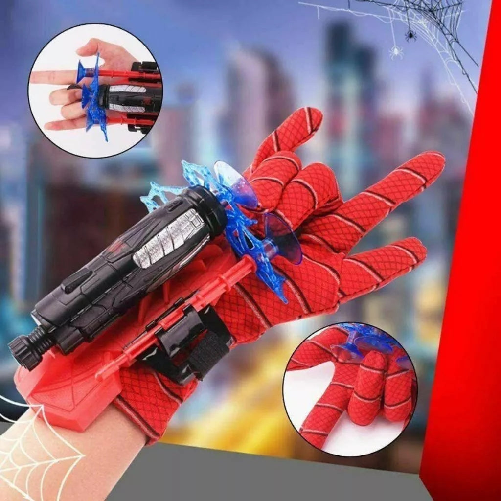 Kit 2 Luvas Homem Aranha Infantil Lançador de Teia Dardo Brinquedo Spider Man Menino e Menina