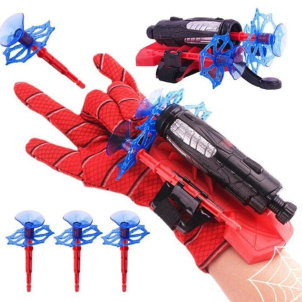 Kit 2 Luvas Homem Aranha Infantil Lançador de Teia Dardo Brinquedo Spider Man Menino e Menina