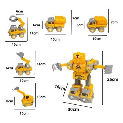 Robô Carrinho Brinquedo 5 em 1 Construbots – Monta e Desmonta Educativo Infantil com Ferramentas Criativas