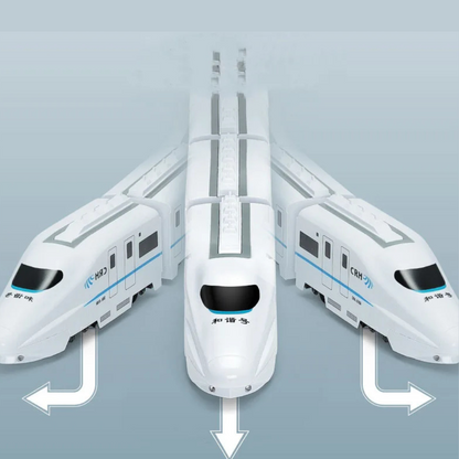Trem Elétrico de Brinquedo Infantil com Luz e Som – Modelo de Alta Velocidade com 4 Vagões Educativo para Meninos e Meninas