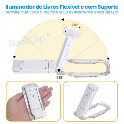 BookClip™ - Luminária Portátil para Leitura Recarregável